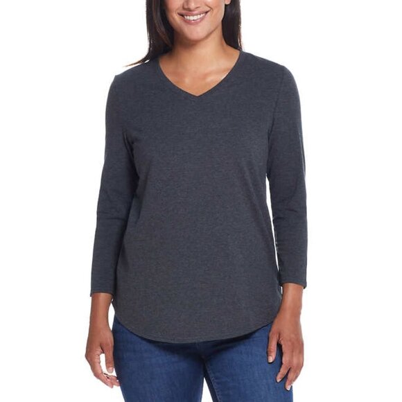 NEW Weatherproof Women's V-neck Tee 2 pack | Purple/Grey - Picture 10 of 11